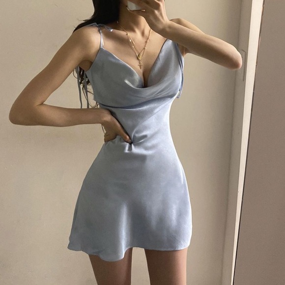 YesStyle Dresses & Skirts - Silver Blue Satin Dress